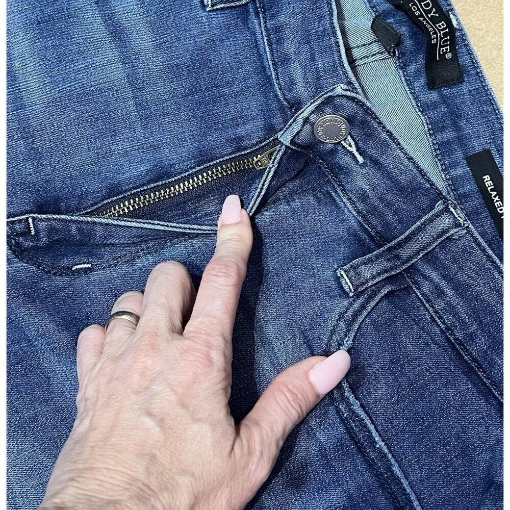 Judy Blue Women Size 15/32 Jeans Relaxed Fit Braided Detail Blue Stretch
